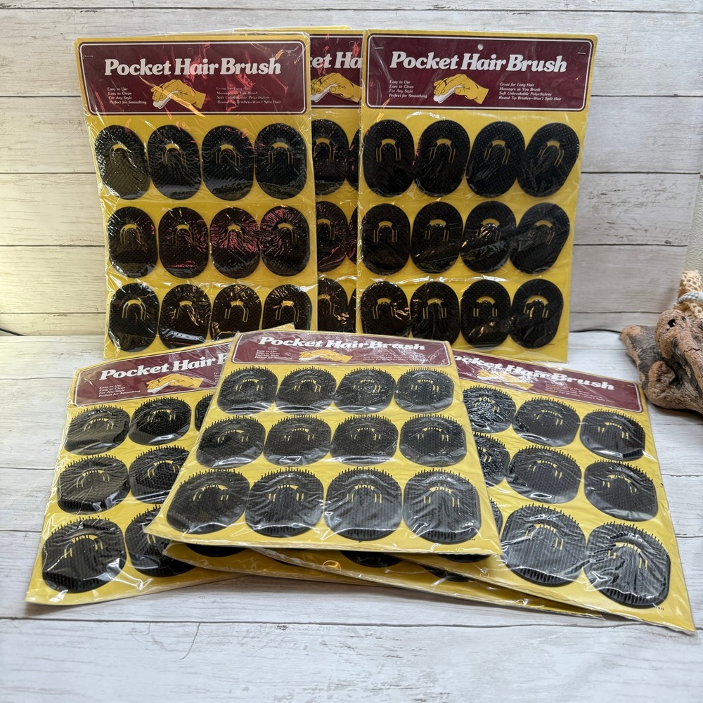 Lot of 10 Vintage Pocket Hair‎ Brush Display Cards 120 Total Black Palm Brushes